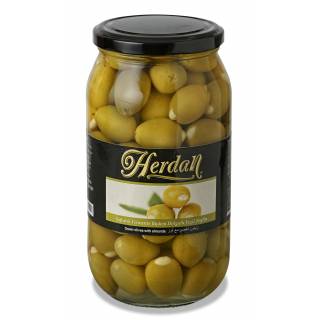 1000cc CAM KAVANOZ BADEM DOLGULU YEŞİL ZEYTİN  (net:600gr) Ürün Kodu:CK04